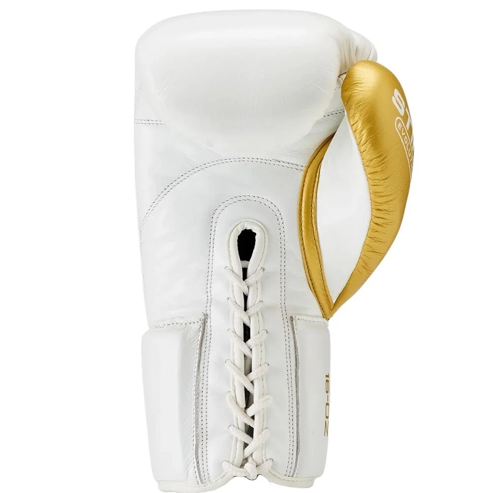 Sting Evolution Lace Up Boxing Gloves White/Gold - Image 3