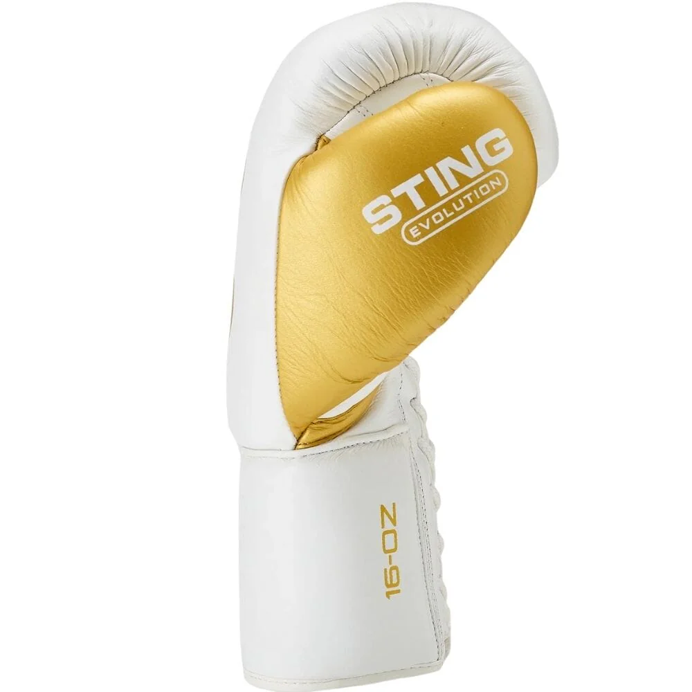 Sting Evolution Lace Up Boxing Gloves White/Gold - Image 4