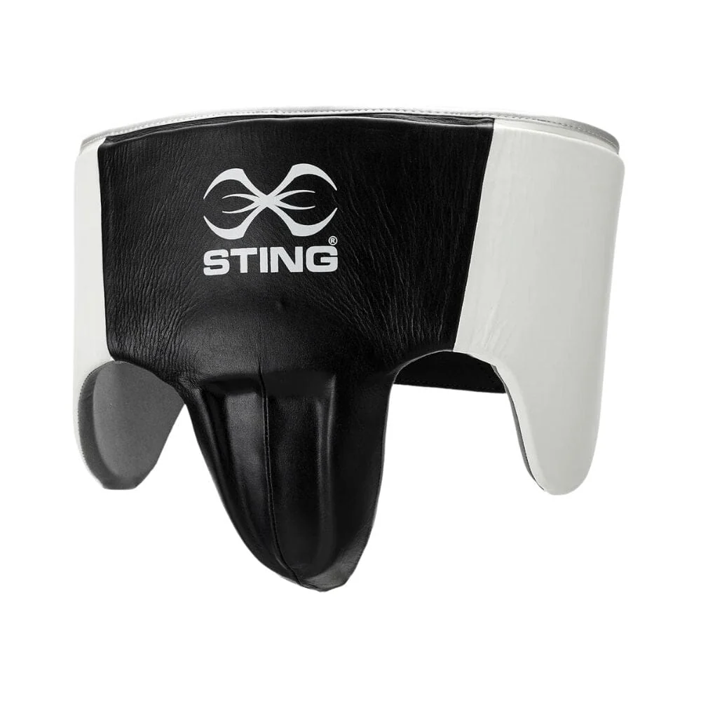 Sting Pro Leather Abdominal Guard White/Black/Silver