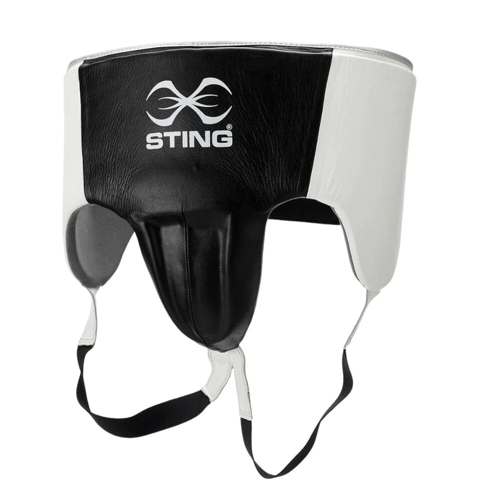 Sting Pro Leather Abdominal Guard White/Black/Silver - Image 2
