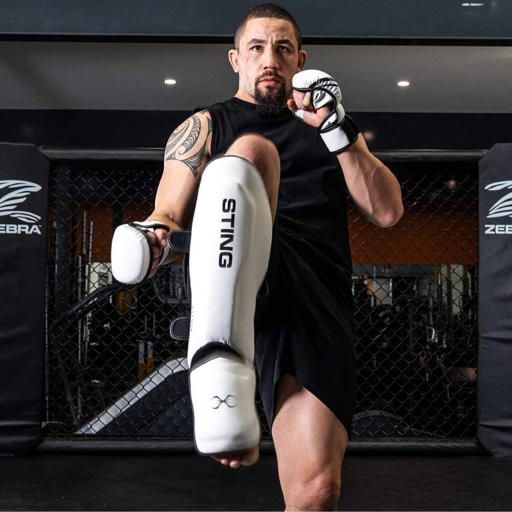 Sting Python MMA Shin and Foot Protector White/Black - Image 2