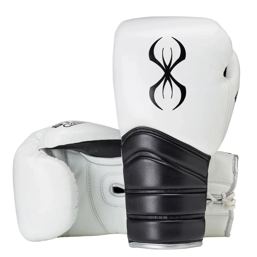 Sting Viper X Lace Up Sparring Gloves White/Black/Silver - Image 4